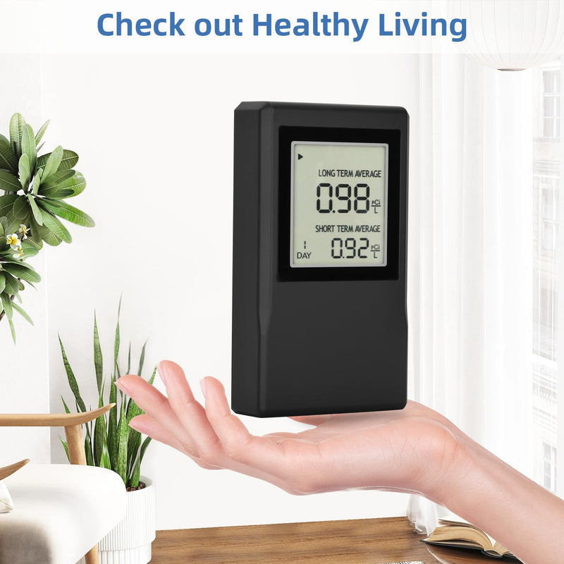 Radon Detector for Home,Accurate Radon Gas Measurement with ±0.1 pCi/L Precision,Real-time Monitoring of Indoor Radon Concentration,Portable Digital Display,Easy Operation,Various Indoor environments Black