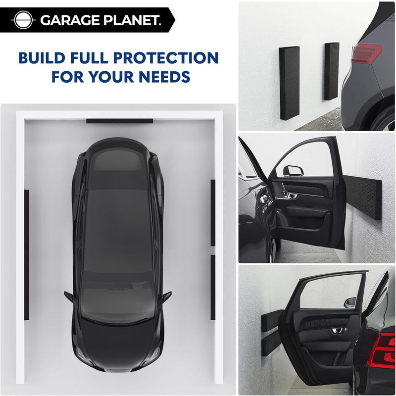 WP01 Garage Wall Protector Car Door Protector, Tool-Free, Designed in Australia (Black, 4 Pack) Black