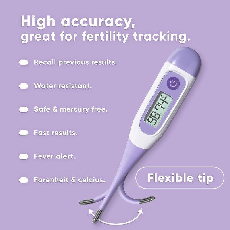 Wondfo Digital Basal Thermometer for Women Fertility – BBT Thermometer for Ovulation & Pregnancy Tracking – High Accuracy & LCD Display & Waterproof