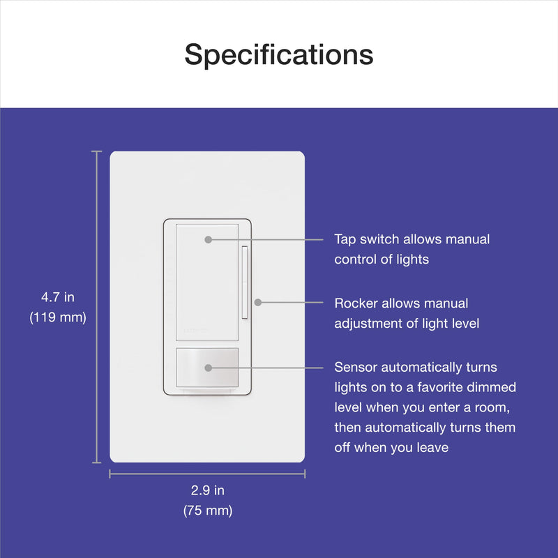Lutron Maestro Motion Sensor Dimmer Switch for Bathroom, Garage, Laundry Room, and Closet, Occupancy and Vacancy Sensor, Single-Pole/Multi-Location, No Neutral Req, MSCL-OP153M-BR, Brown 1 Pack