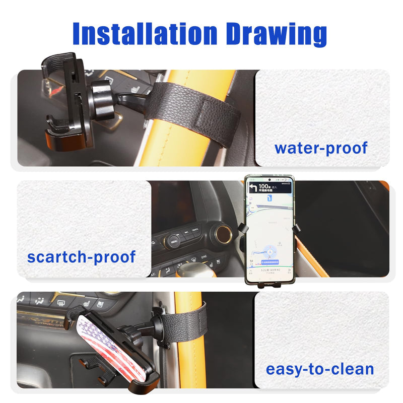 LLKUANG Center Console Car Mobile Phone Mount Compatible with Chevrolet Corvette C7 2014-2019,Center Handle Multifunctional Phone Holder,Navigation Bracket (Style B) Style B