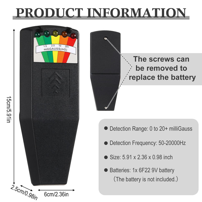Sabary 2 Pack EMF Meter Detector for Ghost Hunting Equipment Tester, 5 LED Magnetic Field Detector for Home, Office & Outdoor Inspections, 9V Batteries Required (Not Included)