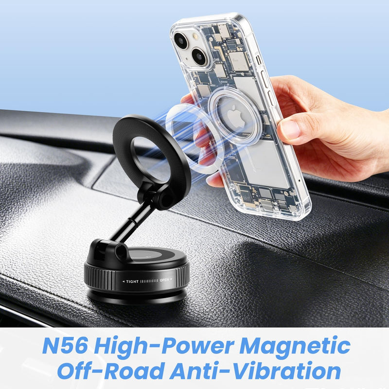 2026 Upgraded Vacuum Magnetic Car Phone Holder Mount [85 LBS Strongest Suction] 360° Adjustable Magnetic Phone Holder, Foldable Car Mount for All cellphones