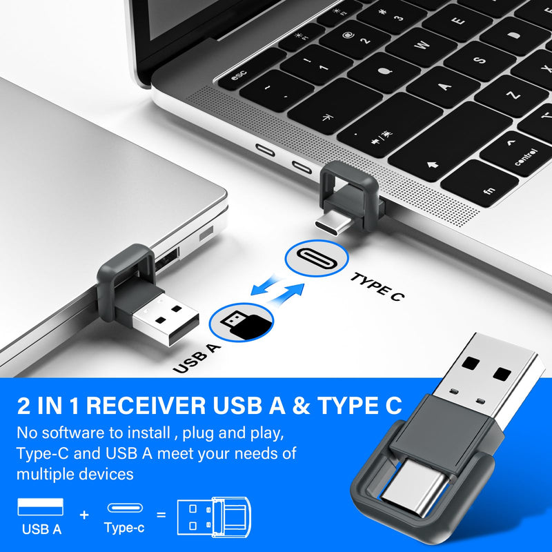 Presentation Clicker with Air Mouse - USB C Wireless Presenter Remote Clicker with Pointer, RF 2.4GHz PowerPoint Clicker for Presentation, Computer Pointer Clicker Slide Advancer for Mac,Laptop