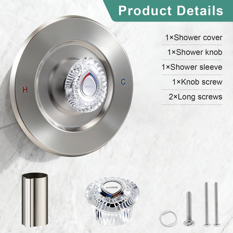 T470 Shower Trim Kit, Compatible with Moen Chateau Shower Trim Kit, Single-Handle Tub/Shower Valve Trim, Includes Escutcheon, Tubes, Screws and Shower Handle (Brushed Nickel) Brushed Nickel