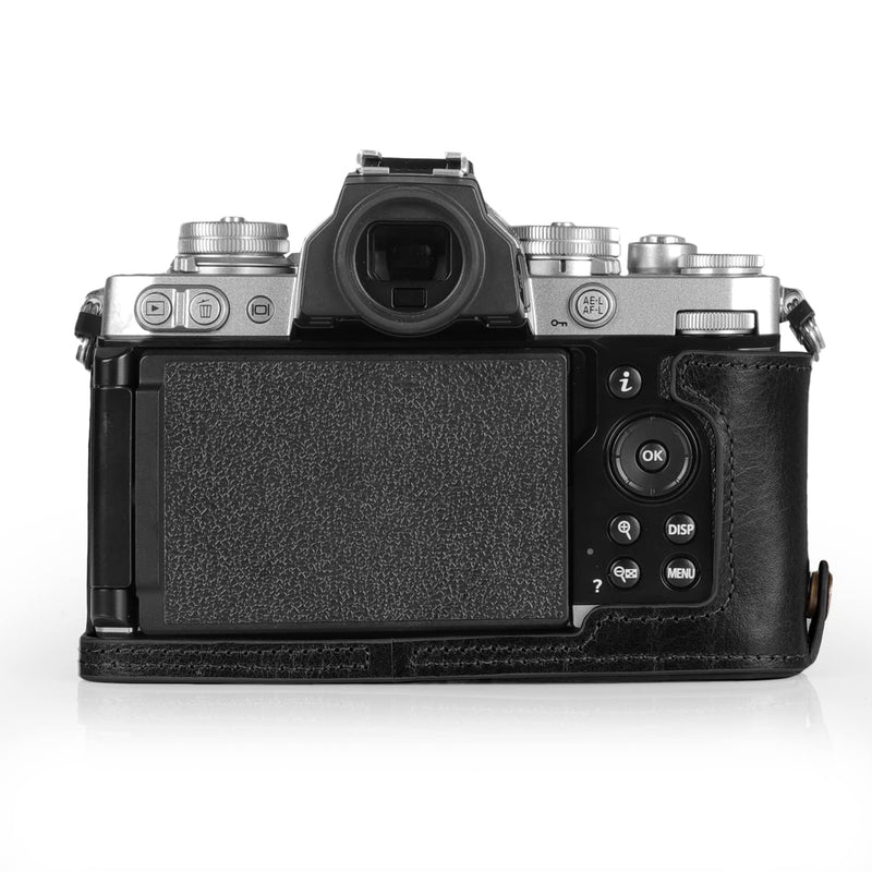 MegaGear MG2016 Ever Ready Genuine Leather Camera Half Case Compatible with Nikon Z fc (Black) Black