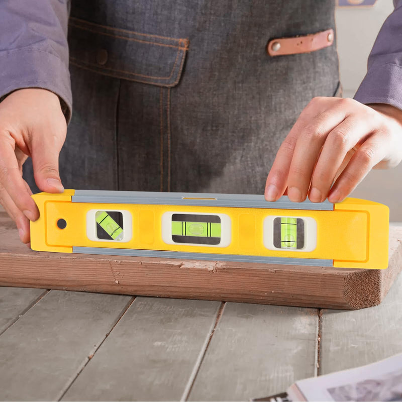 HAKZEON 10 PCS 9 Inch Yellow Magnetic Torpedo Level, Plastic Shell Bubble Level Tool, Spirit Level Measuring Tool with 45/90/180 Degree Bubbles for Measurements