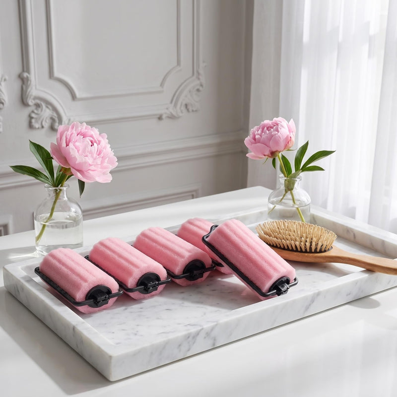 Baluue 6pcs Heatless Sponge Hair Rollers - Large 4.4cm Jumbo Foam Curlers for Overnight Sleeping, Overnight Volume Curls Styling Tools for Long and Short Hair, Pink