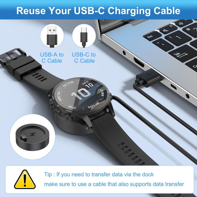 USB C Charger Adapter for Garmin Watch Charger, Upgraded Charging Cradle Dock Station for Garmin Watch Fenix 7 7S 7X 6 6S 6X 5 5S Plus, Forerunner 245 945,Instinct,Vivoactive 4 4S 3,Venu (Black)