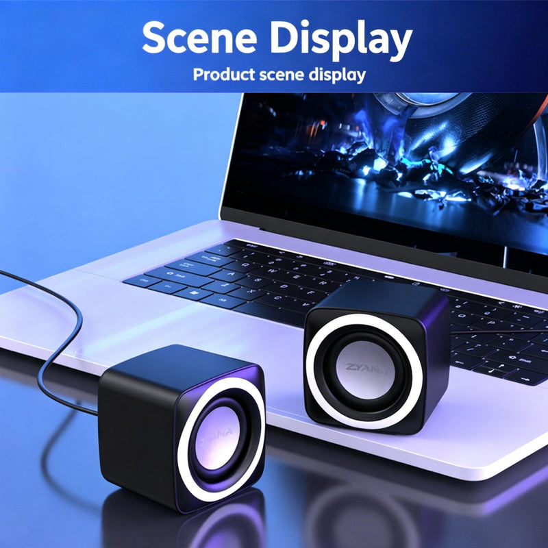 Basics Stereo 2.0 Speakers for PC or Laptop with Volume Control,USB-Powered, 1 Pair, Black