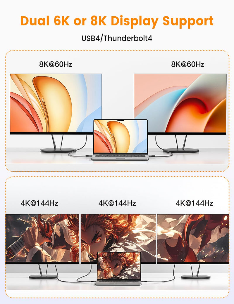 XAOSUN 80Gbps USB 4 v2 Cable for Thunderbolt 5 Cable 4.9FT, 240W Right Angle Thunderbolt 4 Cable, 8K/6K 90 Degree USB C Cord, 120Gbps Bandwidth Boost Compatible with MacBook, Docks, Hub, SSD