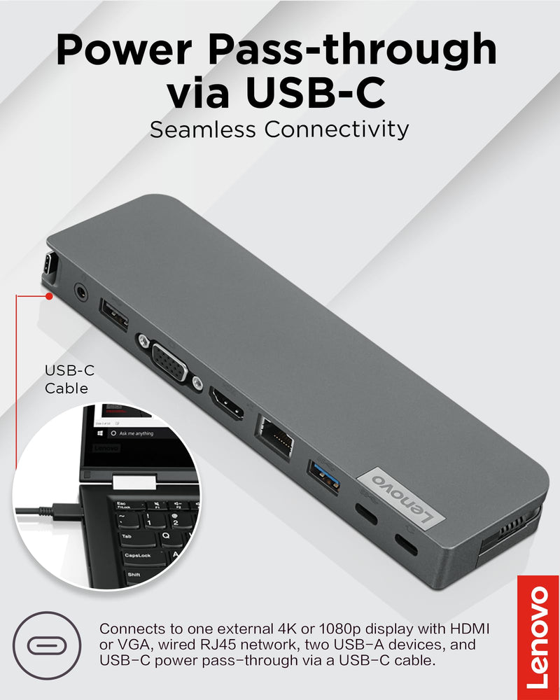Lenovo 7-in-1 Portable USB-C Mini Dock - HDMI & VGA, 45W Charging, Compatible with Lenovo, Apple & USB-C Laptops, G0A70065US Lenovo Computer