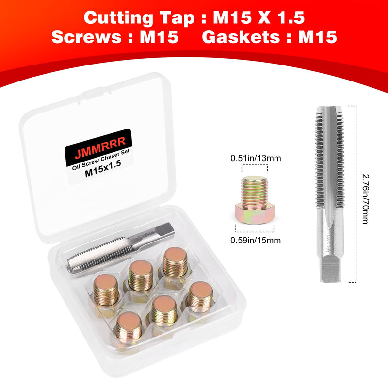 Oil Drain Plug Tap Thread Repair Kit M15 x 1.5MM Oil Pan Screws Rethread Tool Oil Drain Plug Thread Repair Tool Kit