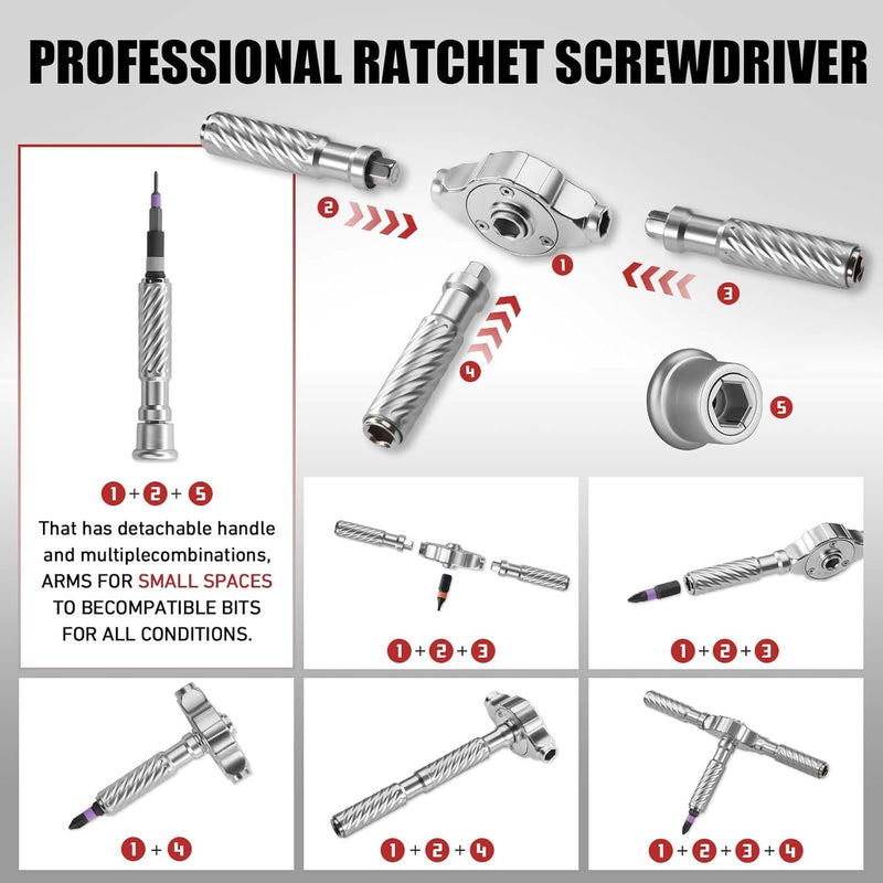 42 in 1 Ratchet Screwdriver Set, Strong Rustproof Magnetic Screwdriver Sets with Premium Storage Case, Ratcheting Screwdriver Set for Furniture Assembly and Disassembly, Glasses, Smart Phone Repair