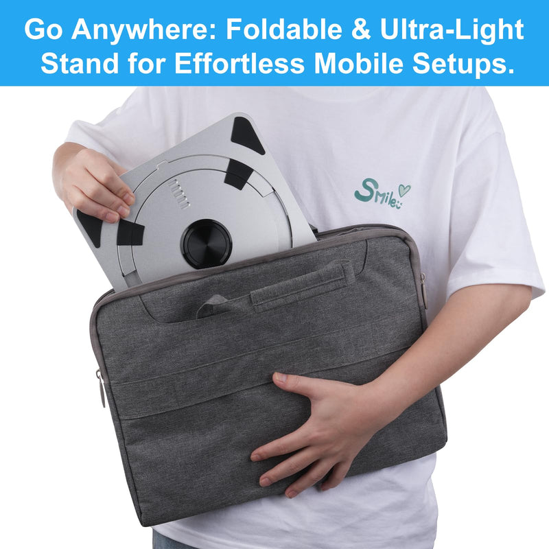 MOSISO Laptop Stand for Desk, Adjustable Aluminum Alloy Computer Stand with 360 Degree Rotating Base, Ergonomic Keyboard Riser Kickstand for Collaborative Work, Compatible with All Laptops, Silver