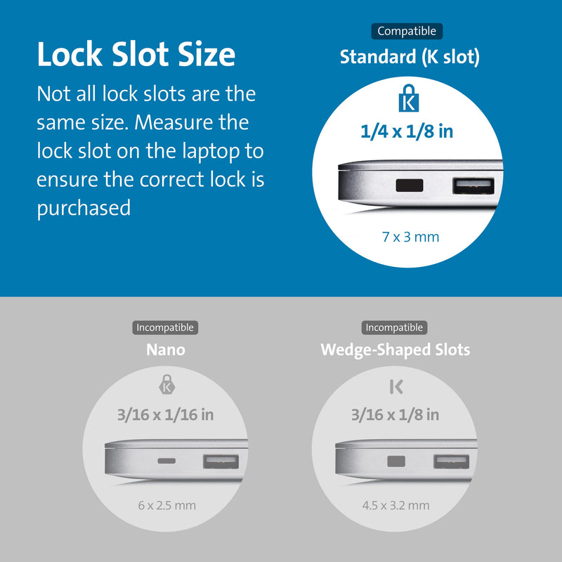Kensington T-Bar Standard Keyed Lock Slot for Laptops, Durable 6’ Carbon Steel Cable Computer Lock, K65035AM Small Cable Lock
