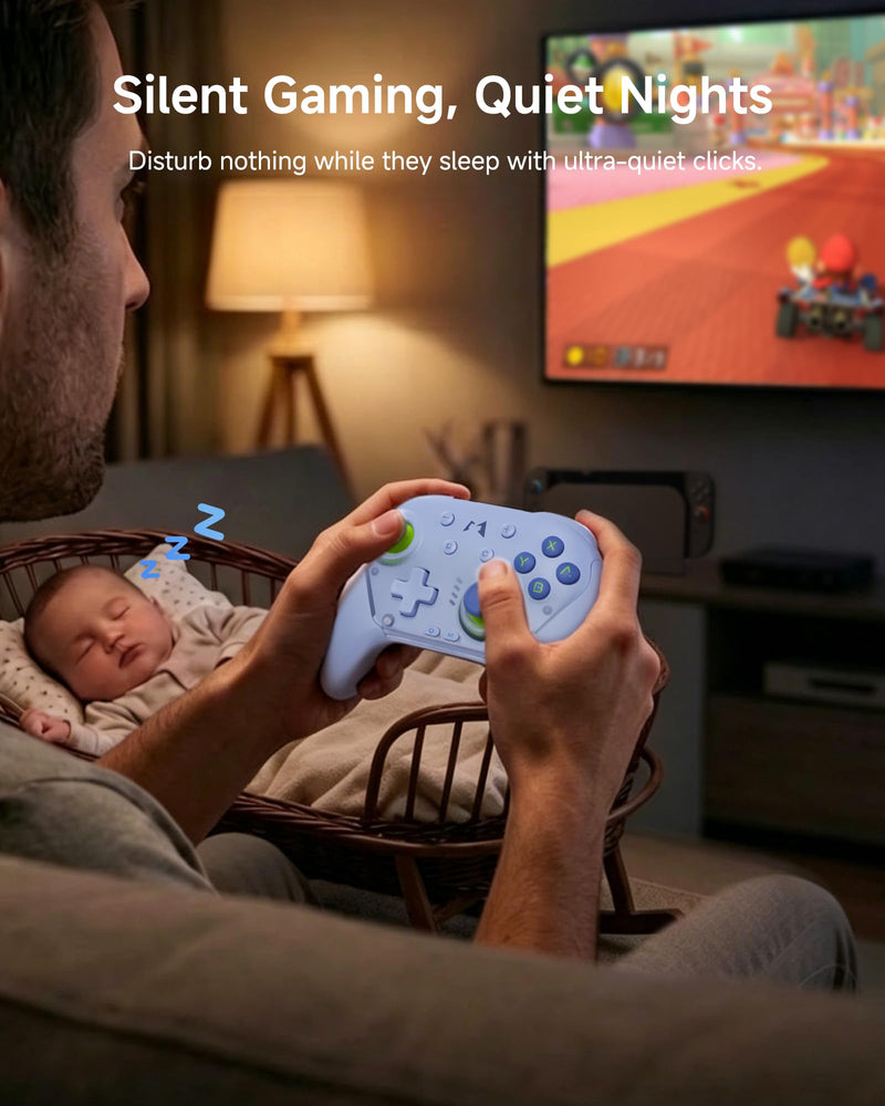 MOBAPAD Chitu 2 Silent Wireless Pro Controller for Nintendo Switch 2/1 Lite/OLED, Gamepad with TMR Glide Joysticks [ZERO Drift], HD Rumble, NFC, Conductive Silicone Button, Turbo, Programming, 6 Axis Gyro