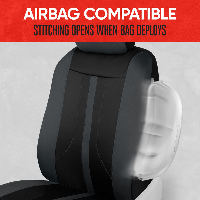 Motor Trend Gray Cloth Front Seat Covers - Premium Bucket Seat Covers for Vehicles with Removable Headrests, Car, Truck, Van and SUV Interior Covers Gray Straight Line