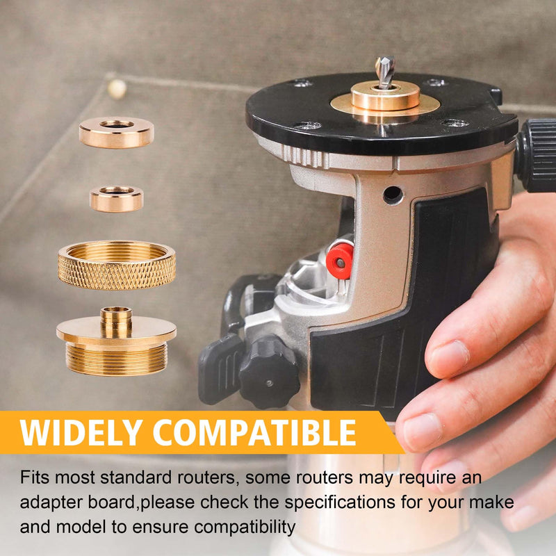 SpeTool Router Inlay Kit, Solid Brass Inlay Bushing Kit Includes 1/8 Inch and 1/4 Inch Cutting Diameter with 1/4 Shank Carbide Spiral Upcut Bit, Router Bushing Guide Set for Wood