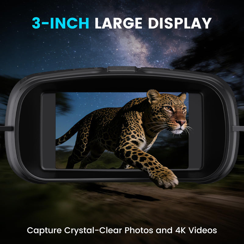 Night Vision Goggles for Adults, 4K Night Vision Binoculars with 5000mAh Rechargeable Battery and 32GB TF Card for Hunting, Wildlife Observation and Security Dark Black
