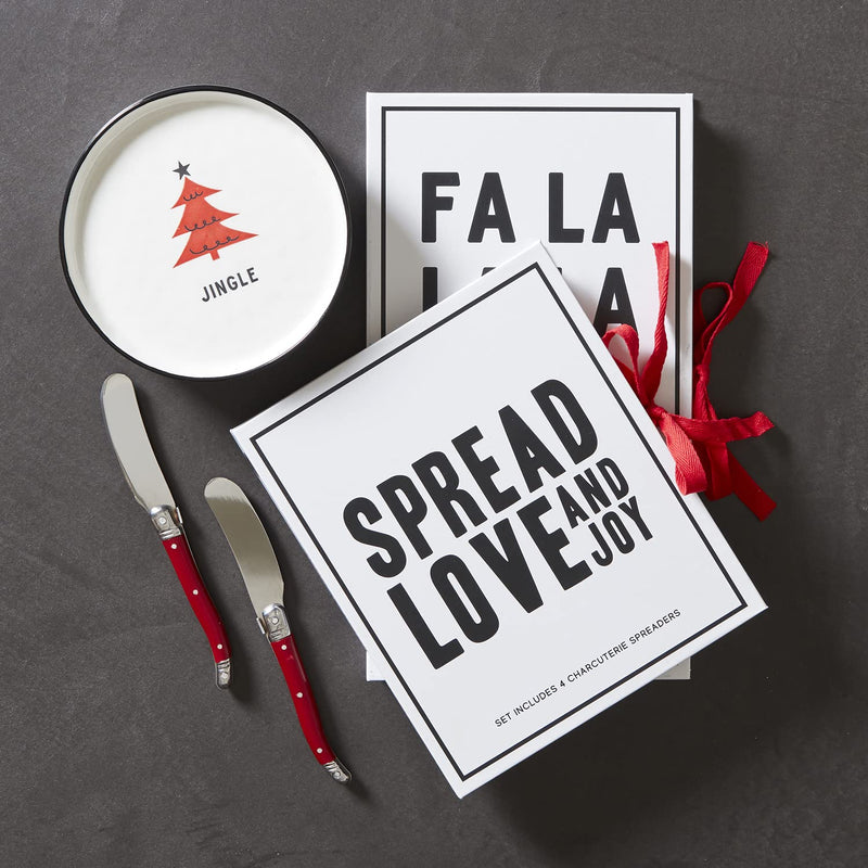 Santa Barbara Design Studio Holiday Cardboard Book Gift Set, 3-Piece, Fa La La - Charcuterie Knives