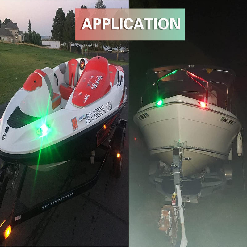 Boat Navigation Lights 1 Pair Bow Light Waterproof Led 12V Stainless Marine Signal Sidelight for Pontoon Skiff Yacht (Red & Green)