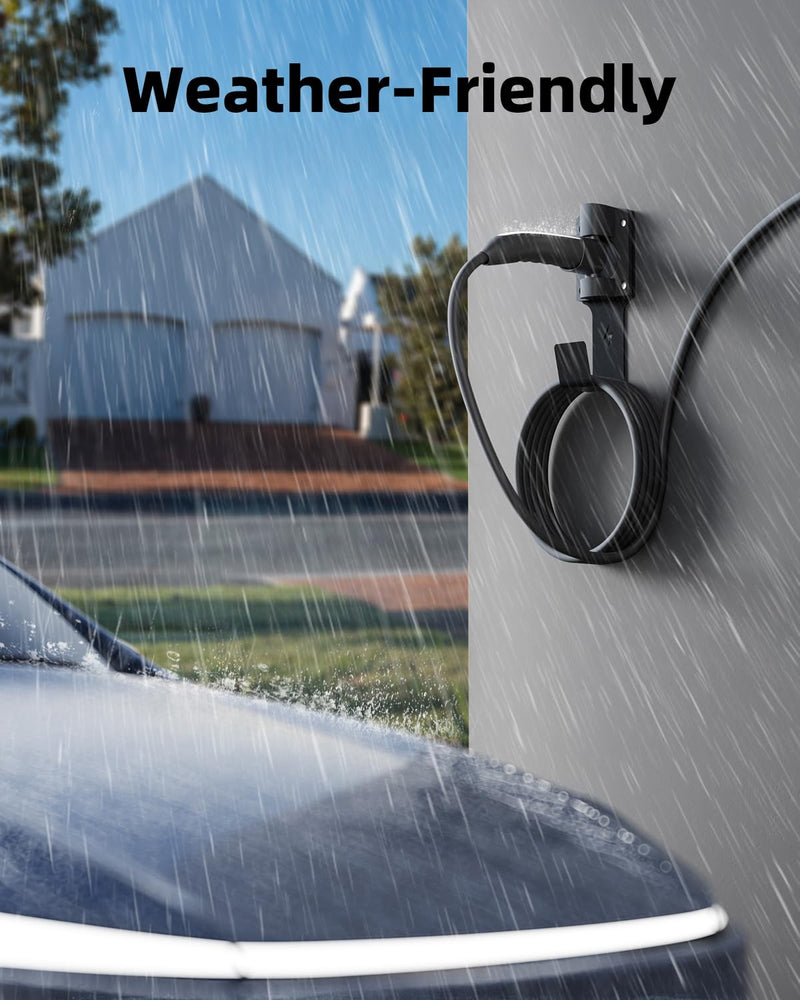 for Tesla Charger Holder, with 180° Rotation Nozzle Dock, Metal J-Hook for Tesla Model 3/Y/X/S Charger Cable Car Accessories Wall Connector Organizer Extra with Mobile Connector Holder