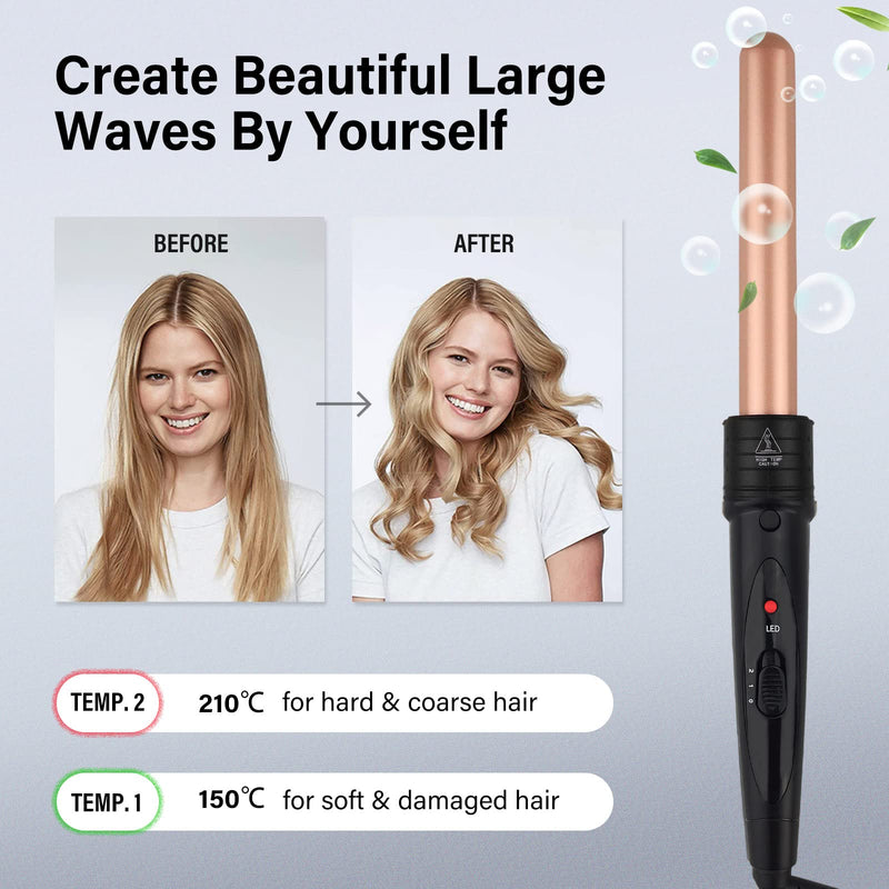 janelove Curling Wand,Hair Curlers for Long Hair, Curling Wand Set with 5 Ceramic Barrels,from 9/18/25/32 mm, 150℃-210℃ Temperature Control,with Heat Resistant Glove 5 in 1 (9-32 mm) - 150-210°C