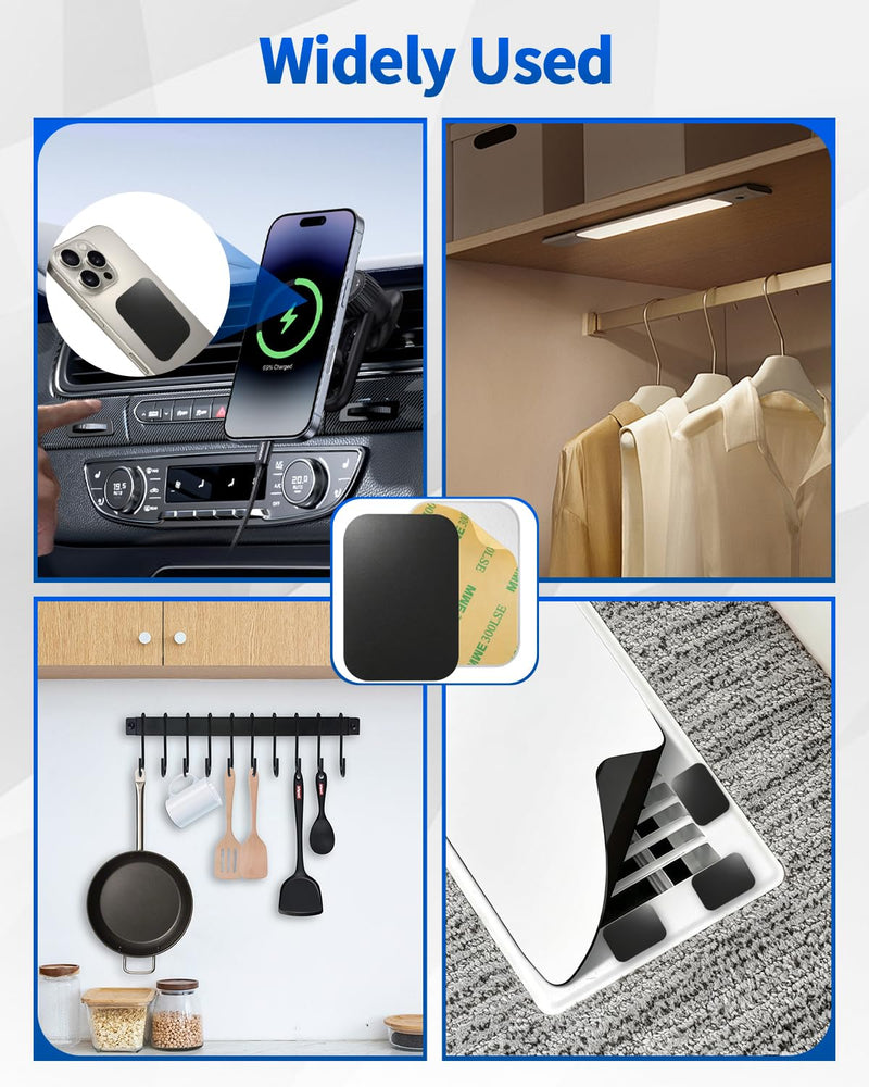 32 Pack Adhesive Metal Plate for Magnets - 2.55" X 1.77" Metal Plate with Adhesive Backing, Magnet for Phone Case and Magnetic Car Mount, Metal Plate for Phone Vent Wall Mount (Black) Black Rectangle-2.55*1.77 in