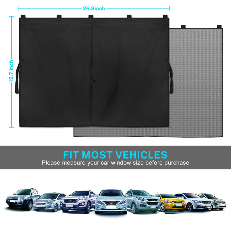 Car Window Shades, 2 PCS Magnetic Double Layer Car Sun Shade for Side Windows Full Shade/Half Shade Options Black Car Window Curtain for Baby (Black-2pcs) Black-2pcs