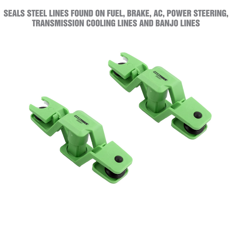 OEMTOOLS 35057 4 Clamp 2 Piece Steel Line Stopper Set, Brake Line Clamp, Quick Disconnect Tool for Steel Automotive Power Steering, Transmission, Brake Lines, Brake Line Plug