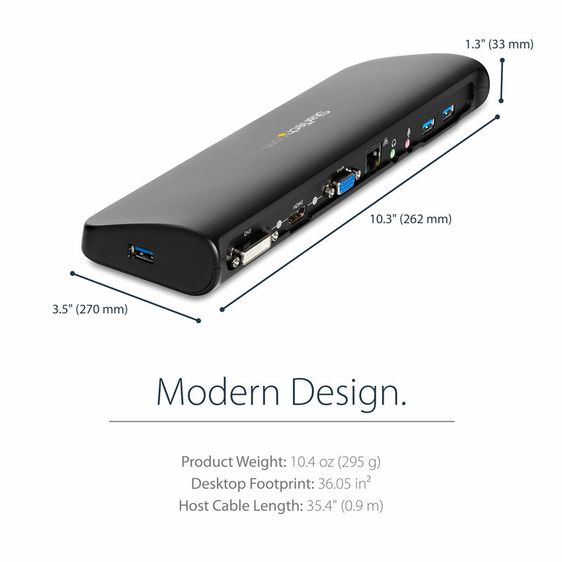 StarTech.com Dual Monitor USB 3.0 Laptop Docking Station with HDMI/DVI/VGA, 3x USB-A Hub, GbE, Audio, Universal Type-A Dock for Windows/macOS/ChromeOS - TAA Compliant (USB3SDOCKHDV) HDMI | DVI | VGA |3 x USB 3.0