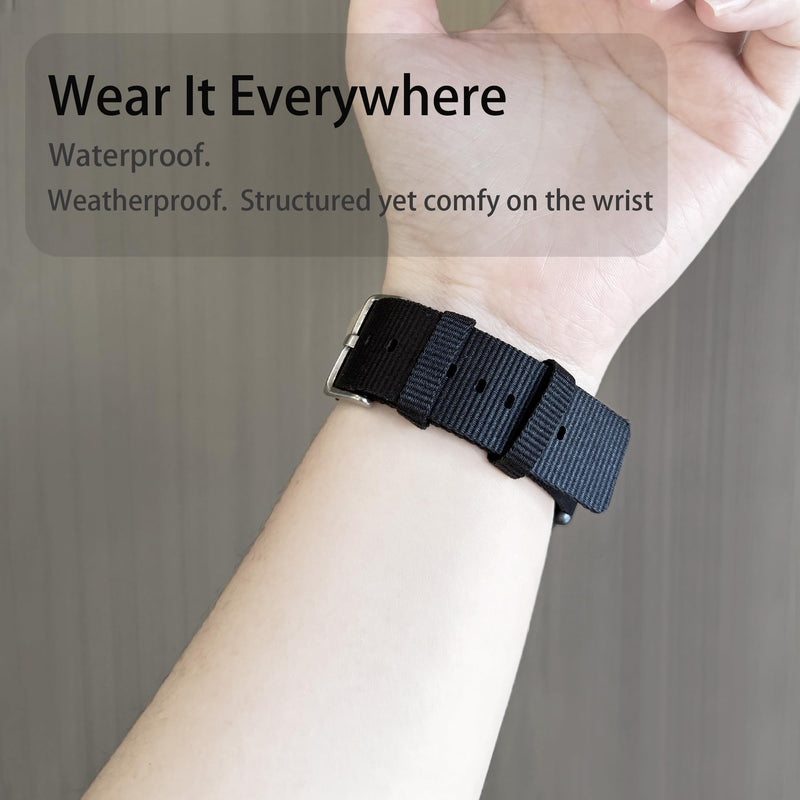 Lamshaw Compatible for WITHit Giga Smartwatch Bands, Breathable Nylon Woven Fabric Replacement AccessoryCompatible for WITHit Giga, Deca Smartwatch Black 22mm size band