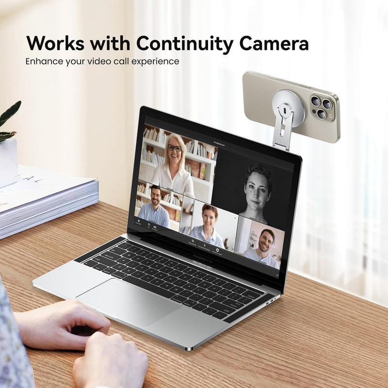  [AUSTRALIA] - Laptop Phone Holder, Magnetic Phone Stand 15W Fast Wireless Charger for MagSafe for iPhone 17/16/15/14/13/12 & All Phones for Tesla (Silver) Silver