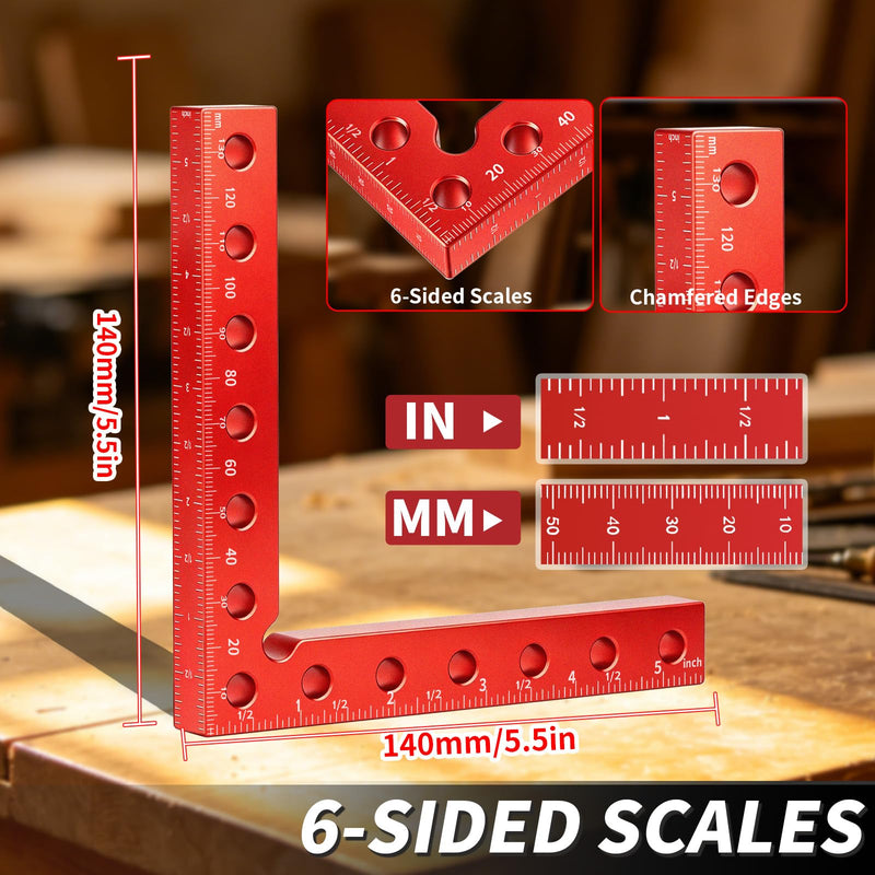 Corner Clamps for Woodworking, 4PCS 90 Degree Right Angle Clamps with Storage Box, 4PCS 5.5" Aluminum Alloy Positioning Squares Woodworking Tools for Cabinets, Frames, Drawers 4PCS 5.5" Set