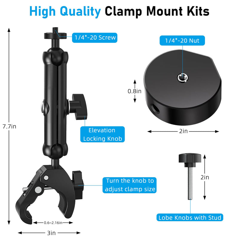 Pipe Adapter Compatible with Starlink Mini Mount, Foldable Clamp | Fits 2026/2025 & 2024 Setups; T-Handle Attachment; RV ladder, Roof Rack and Yacht, Camper Accessories Easy Installation. Black-Style-A