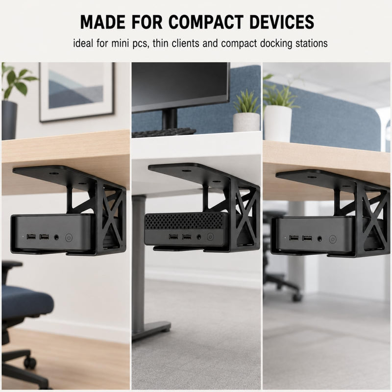 Under Desk Laptop Mount,Mini PC Storage Mount | CPU Holder,for Devices Up to 1.85" Thick Compatible MacBook, Mini, Keyboard,