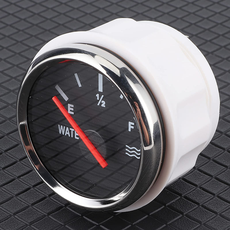 2in Pointer Water Liquid Level Gauge, RV Truck Water Tank Gauge, Universal Liquid Level Measurement for Marine Boat (Silver Black) Silver frame on black background