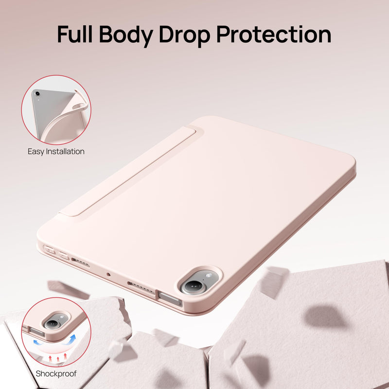 Case for iPad mini 7 (A17 Pro) 2024/iPad Mini 6 2021 8.3 Inch, Pink | Slim Hybrid Trifold Stand Cover, Shockproof Soft TPU Back Shell for iPad Mini 7th/6th Generation, Auto Wake/Sleep