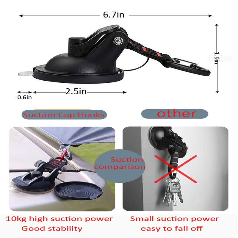 4PCS Suction Cups Heavy Duty with Hooks,Outdoor Strong Suction Cup Wall Anchor for Camping Tarp Accessory,Car Side Awning,RV Boat Window Glass Camping Trap