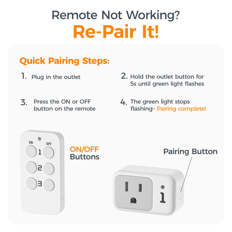 Remote Control Outlet, TESSAN Electrical Light Switch, Plug in Wall Plug with ON/Off Switch for Indoor String Lights, Lamps, Home Small Appliances, 100ft Range (1 Remote + 3 Outlets) Rectangle-1 remote+3 outlet