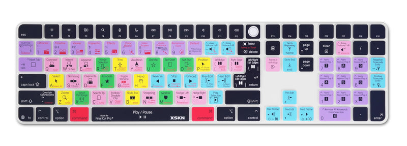 Final Cut Pro Shortcut Keyboard Cover for iMac M4 Magic Keyboard with Touch ID and Numeric Keypad A3119 iMac M4 Magic Keyboard A3119 Final Cut Pro