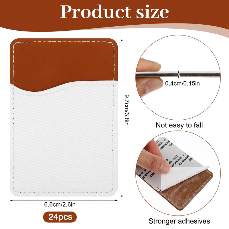 Kenaeeooe 24 Pack Sublimation Phone Case Blanks Pu Leather Card Holder for Phone Case Stick On Wallet for Most Smartphones