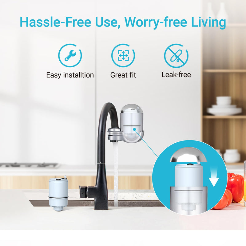 [Alkaline] AQUA CREST CF08D Faucet Filter, Compatible with All PUR® Plus Water Filter, PUR® Plus RF9999® Faucet Water Filter, 6-Month, 1800-Gallon, 6 Pack Alkaline