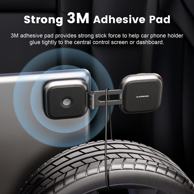 Phone Mount for Tesla Model 3 Model Y, Strong Magnetic Designed for MagSafe Car Mount Phone Holder for Tesla Screen Monitor, Invisible Foldaway Tesla Accessories for iPhone 12/13/14/15 Series Updated Version