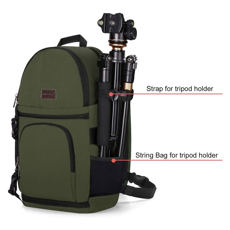 MOSISO Camera Sling Bag, DSLR/SLR/Mirrorless Camera Case Camera Backpack | Shockproof Photography Bag with Tripod Holder&Removable Modular Inserts Compatible with Canon/Nikon/Sony/Fuji, Army Green