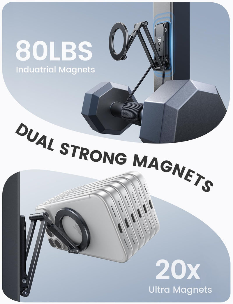 Lamicall for MagSafe Tripod Stand Dual-Side Magnetic with 1/4", Arca, Hook | 360° Upgraded Tiny Aluminum Magnetic Phone Tripod for iPhone 17/16/15 Pro Max Women Men Phone Stand fit Vlog Travel Black