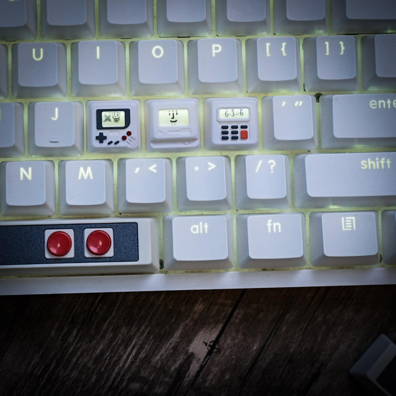 Artisan 3-in-1 Swappable Face Keycap Set for Mechanical Keyboard, 3 Independent Keycaps with Interchangeable Face Inserts, 1U Size, MX Switch Compatible for Gaming and Typing (White) White