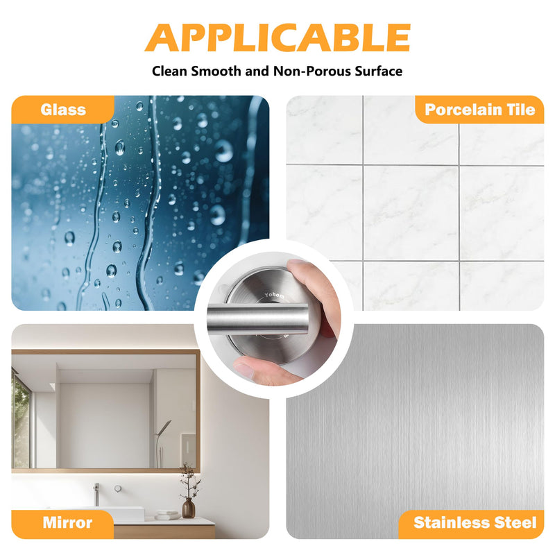 YOHOM Suction Cup Toilet Paper Holder No Drill Wall Mount Stainless Steel Tissue Roll Holder Strong Waterproof Bathroom Toilet Paper Holders,Brushed Finish, 2 PCS Silver