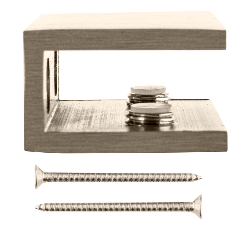 CRL Brushed Nickel No-Drill Fixed Panel Glass Clamp for 3/8" or 5/16" Glass